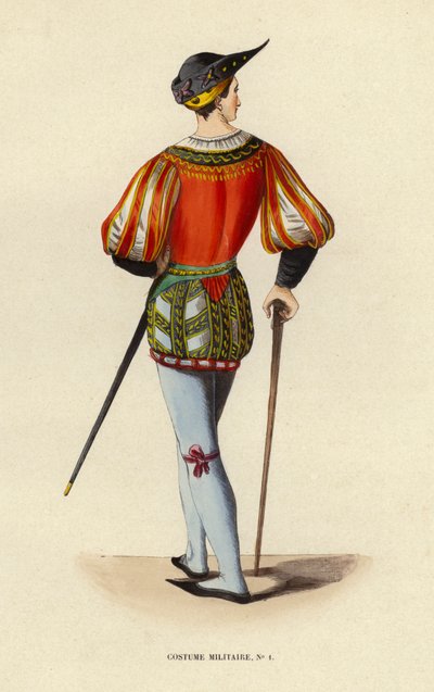 Costume Militaire (gravura colorida) de European School