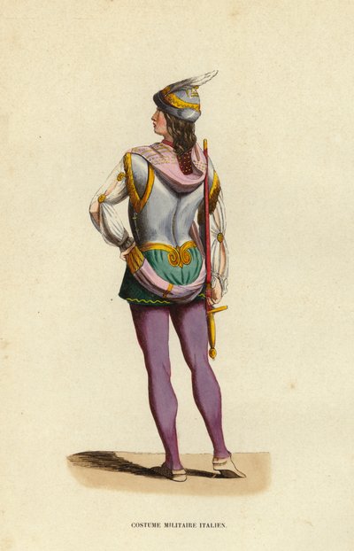 Costume Militaire Italien (gravura colorida) de European School