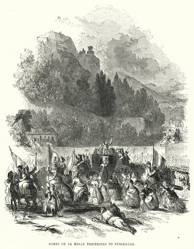 Dames de la Halle prosseguindo para Versailles (gravura) de European School