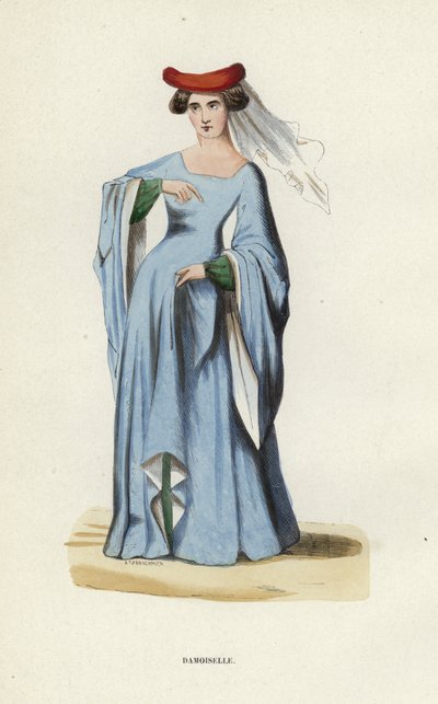 Damoiselle (gravura colorida) de European School