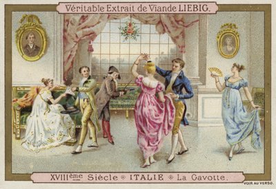 Dançando o Gavotte, Itália, do século XVIII de European School