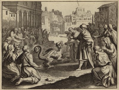 Daniel a destruir o ídolo de Bel e o dragão (gravura) de European School