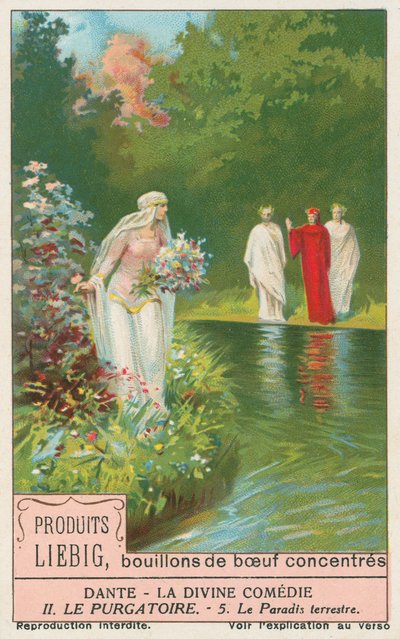 Dante, A Divina Comédia, cartão Liebig, início do século XX (cromo) de European School