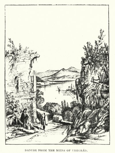 Danúbio das Ruínas de Visegrad (gravura) de European School