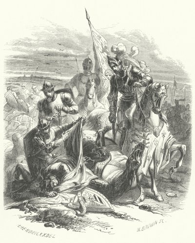 Morte de Anthony de Borgonha, Duque de Brabant, na Batalha de Agincourt de European School