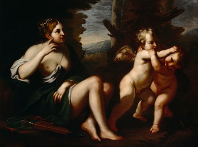 Diana e Cupidos (óleo sobre tela) de European School