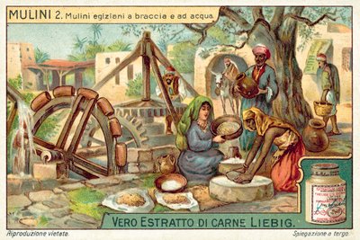 Moinhos egípcios movidos a água e a mão (chromolitho) de European School