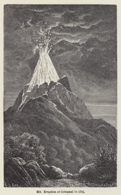 Erupção de Cotopaxi em 1741 (gravura) de European School