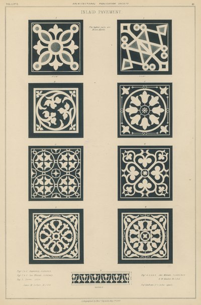 Exemplos de pavimentos incrustados do Baptistério e da Igreja de San Miniato al Monte, Florença, e da Catedral de Lucca, Itália (Litho) de European School