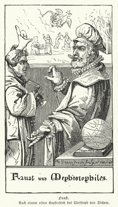 Fausto e Mefistófeles (gravura) de European School
