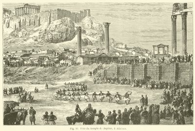Festa do templo de Júpiter, em Atenas (gravura) de European School