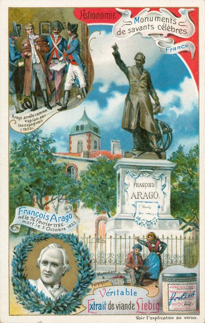 François Arago, cartão Liebig, início do século XX (cromo) de European School