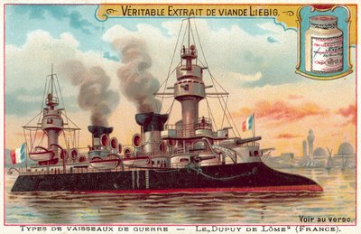 Cruzador francês blindado Dupuy de Lome (chromolitho) de European School