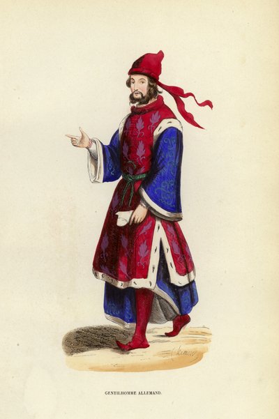 Gentilhomme Allemand (gravura colorida) de European School