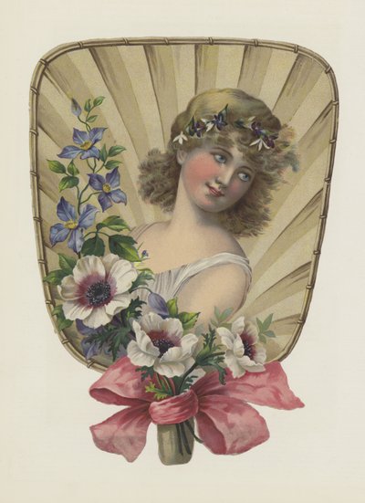 Menina com flores (lito colorido) de European School