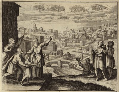 Cavalaria dourada no ar sobre Jerusalém (gravura) de European School