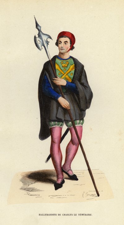 O alabarda de Charles Le Temeraire (gravura colorida) de European School