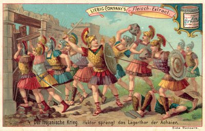 Hector rompe o portão do campo grego (chromolitho) de European School