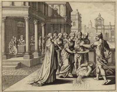 Herodias recebendo a cabeça de João Batista (gravura) de European School