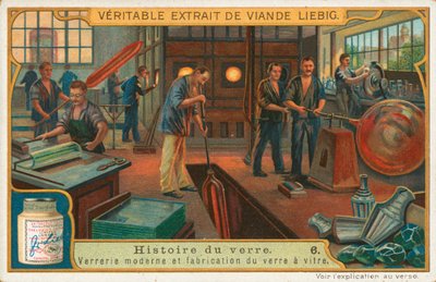 História do vidro, cartão Liebig, início do século XX (cromo) de European School