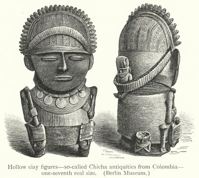 Figuras ocas de ciay, as chamadas antiguidades Chicha da Colômbia (gravura) de European School