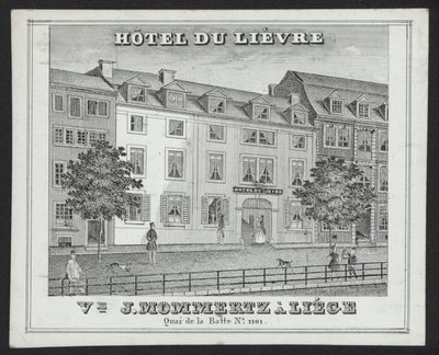 Hotel Du Lievre, J Mommertz, Liege (gravura) de European School