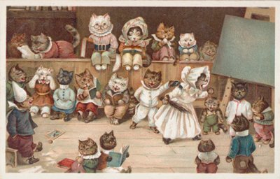 Postal humorístico de um gato (litografia a cores) de European School