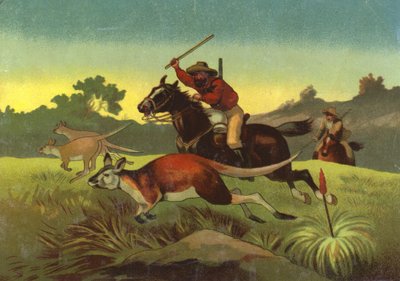 Caça aos cangurus (cromolito) de European School