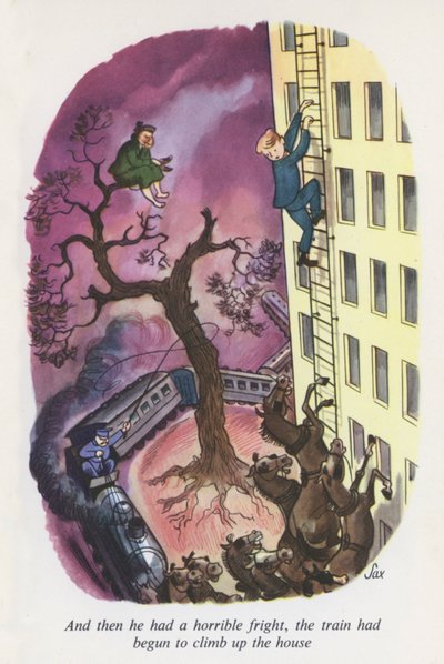 Ilustração para Emil e os Detectives (litografia a cores) de European School