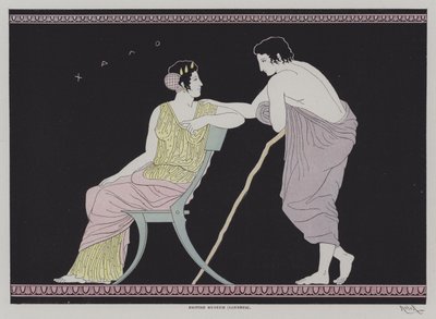 Ilustração da cerâmica da Grécia Antiga (cor litho) de European School