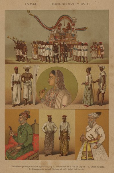 Índia, séculos XVII e XVIII (cor litho) de European School