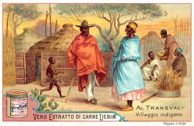 Aldeia indígena no Transvaal (chromolitho) de European School