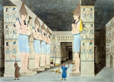 Interior, de, Rameses, templo, em, abu simbel, (coloured, etching) de European School