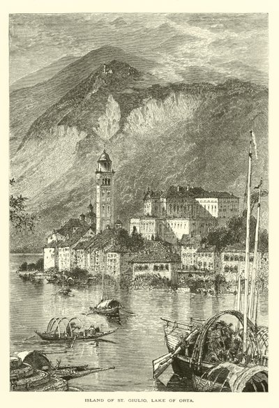 Ilha de São Giulio, Lago de Orta (gravura) de European School