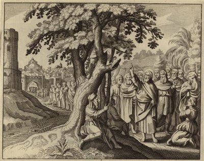 Jesus Cristo e Zaqueu o cobrador de impostos (gravura) de European School