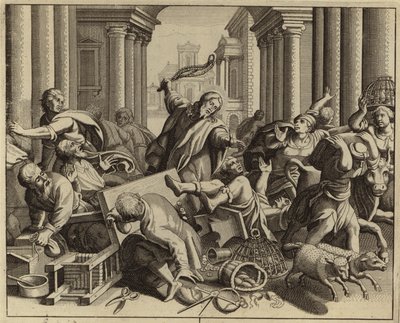 Jesus Cristo conduzindo os cambistas a partir do Templo (gravura) de European School