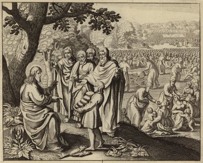 Jesus Cristo alimentando os cinco mil (gravura) de European School