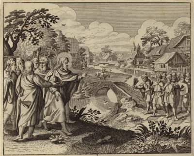 Jesus Cristo curando dez leprosos (gravura) de European School