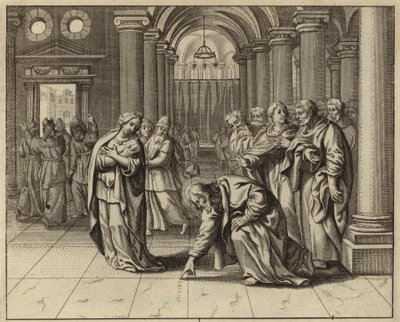 Jesus e a mulher apanhada em adultério (gravura) de European School