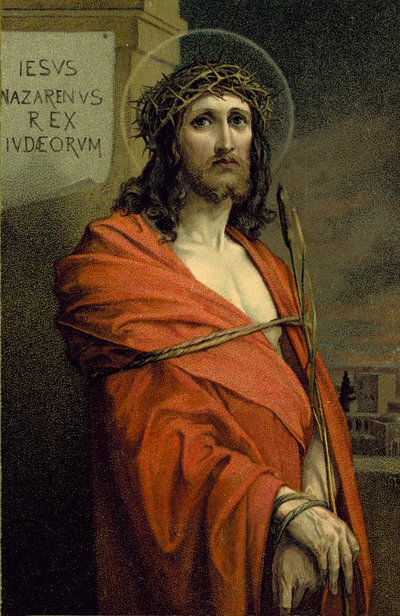 Jesus de Nazaré, Rei dos Judeus (litografia a cores) de European School