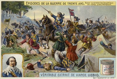 Johan Baner surpreende o exército do Sacro Império Romano no acampamento, perto de Wittstock, Alemanha, 1636 de European School