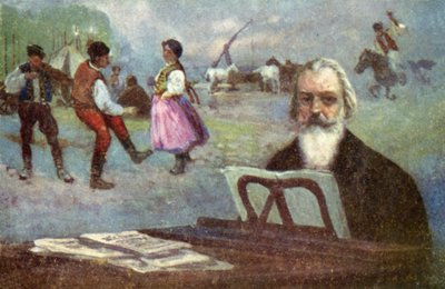 Johannes Brahms: Danças Húngaras (litografia a cores) de European School