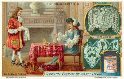 Rei Luís XIV da França e Jean-Baptiste Colbert (chromolitho) de European School