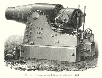 O canhão-monstro na Feira Mundial de 1867 (gravura) de European School