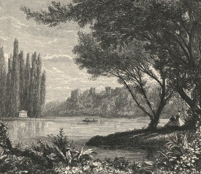 A ilha dos choupos em Ermenonville (gravura) de European School