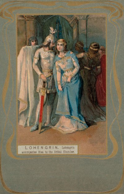 Lohengrin acompanha Elsa à Câmara Nupcial (litografia a cores) de European School