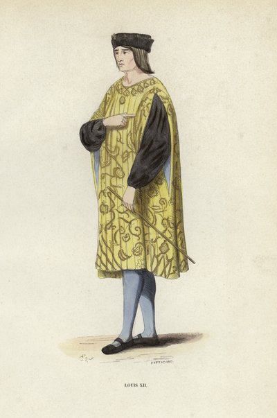 Luís XII (gravura colorida) de European School
