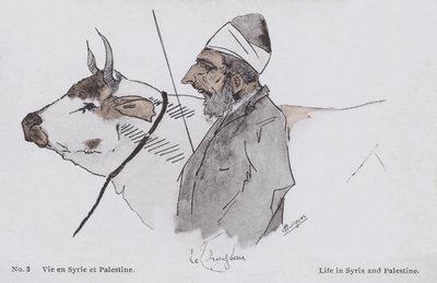 Homem e gado, a vida na Síria e na Palestina (litografia a cores) de European School