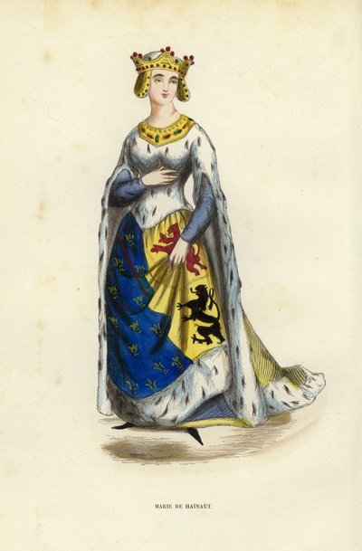 Marie De Hainaut (gravura a cores) de European School