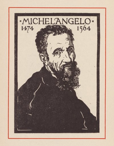 Miguel Ângelo, artista e arquiteto italiano do Renascimento (litografia) de European School